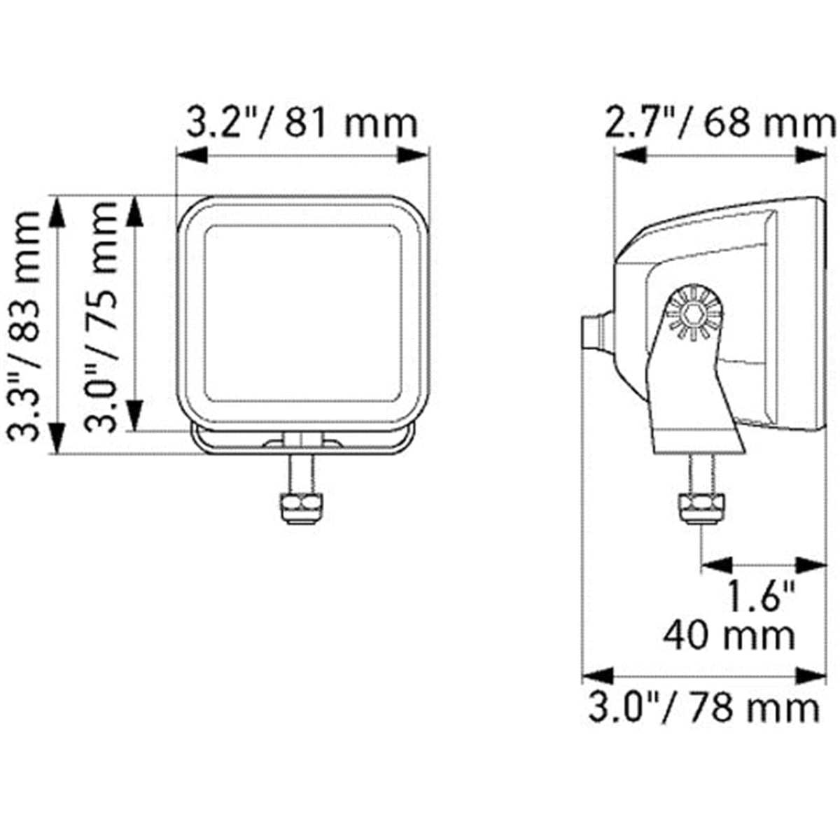 HELLA 358176841 Hella 1FA 358 176-841 LED Headlight 12/24 V Mounted/Screwed Cable 500 mm Connector German Plug