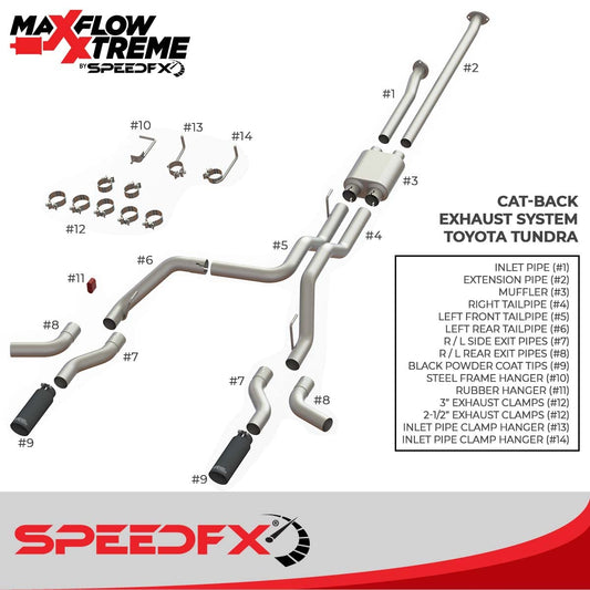 SPEEDFX 50800 MaxFlow Xtreme Cat Back Performance Exhaust System Tundra 2009-2021