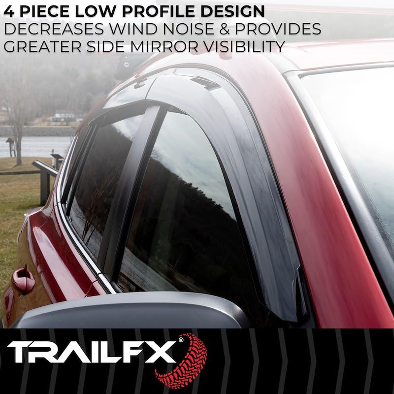 TRAILFX 4116H Rainguard Set of 4 Fits Chevrolet Trax 2024-2026 Low Profile Tape-On Smoke Acrylic Window Vents UV and Scratch Resistant