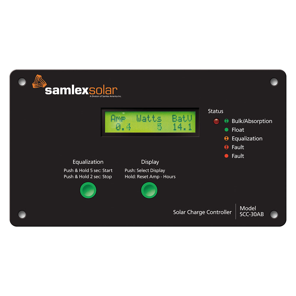 SCC-30AB 8" Black Flush Mount Solar Charge Controller with LCD Display