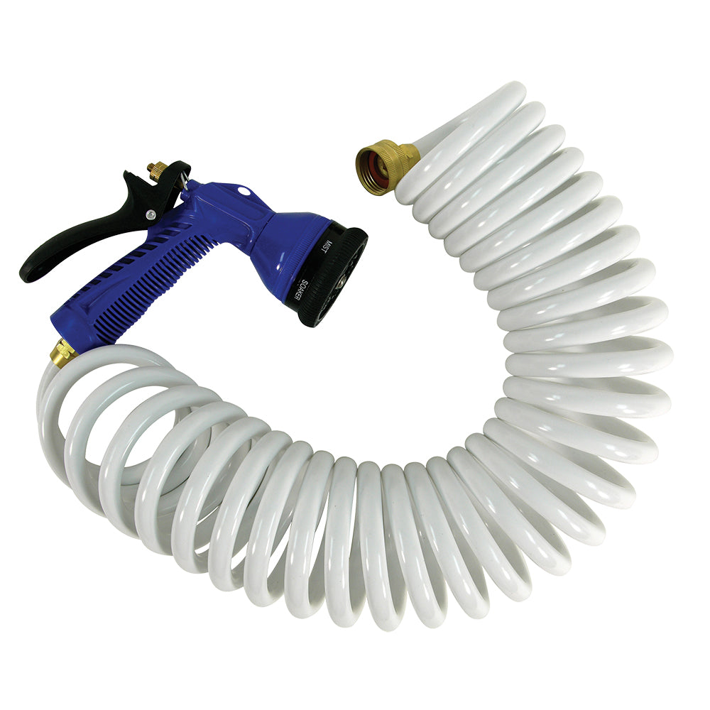 Whitecap P-0440 Whitecap 15' White Coiled Hose w/Adjustable Nozzle