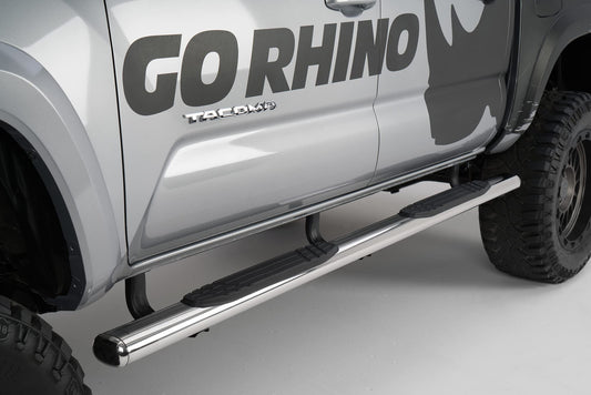 GO RHINO 104443587PS Go Rhino 4" Oval 1000 Series Sidesteps & Brackets | Stainless Steel, Polished | 104443587PS | Fits 2022-2024 Toyota Tundra Crew Max Pickup