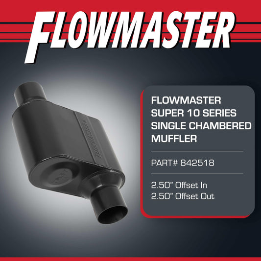 FLOWMASTER 842518 Flowmaster Super 10 Series Muffler – 2.50" Offset In / 2.50" Offset Out