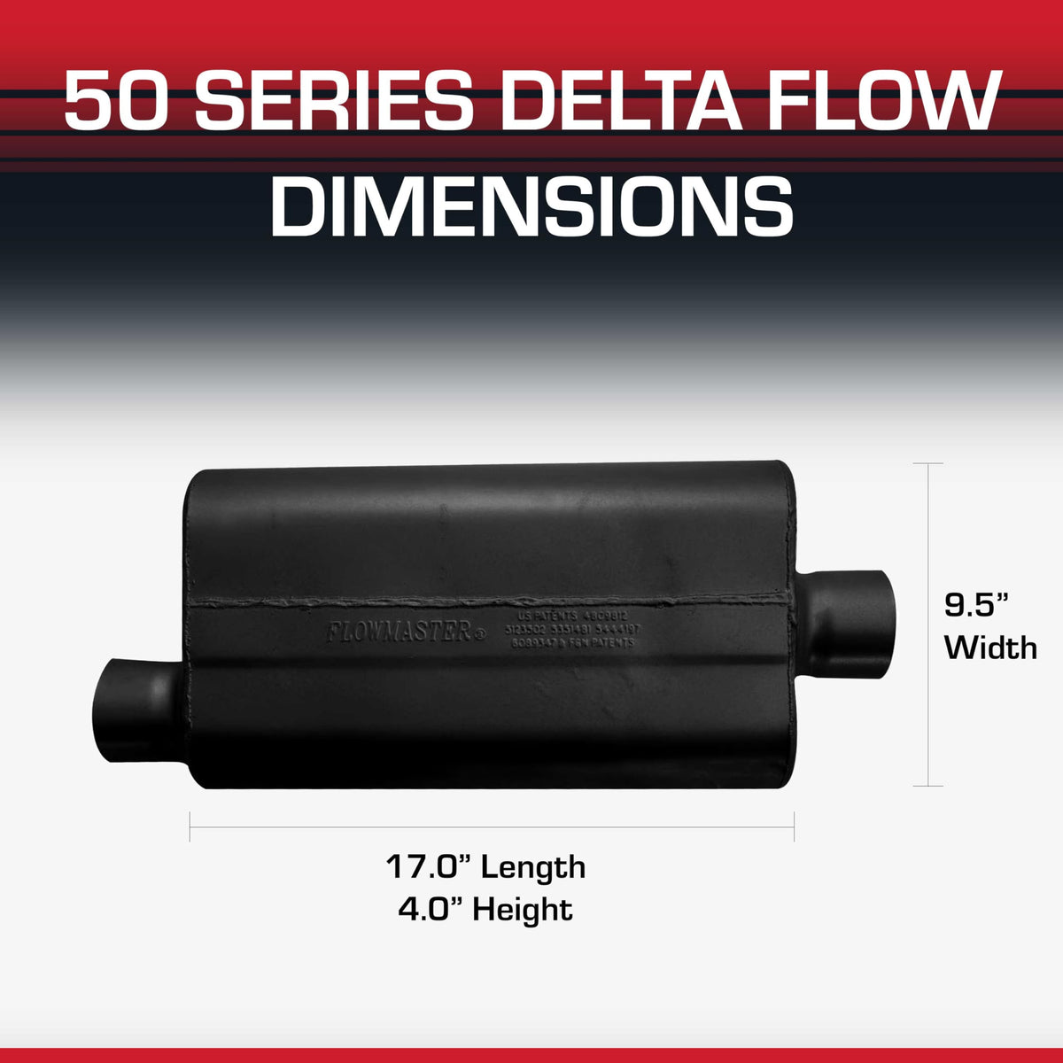 FLOWMASTER 943051 Flowmaster 50 Series Delta Flow® Muffler – 3.00" Offset In/Center Out