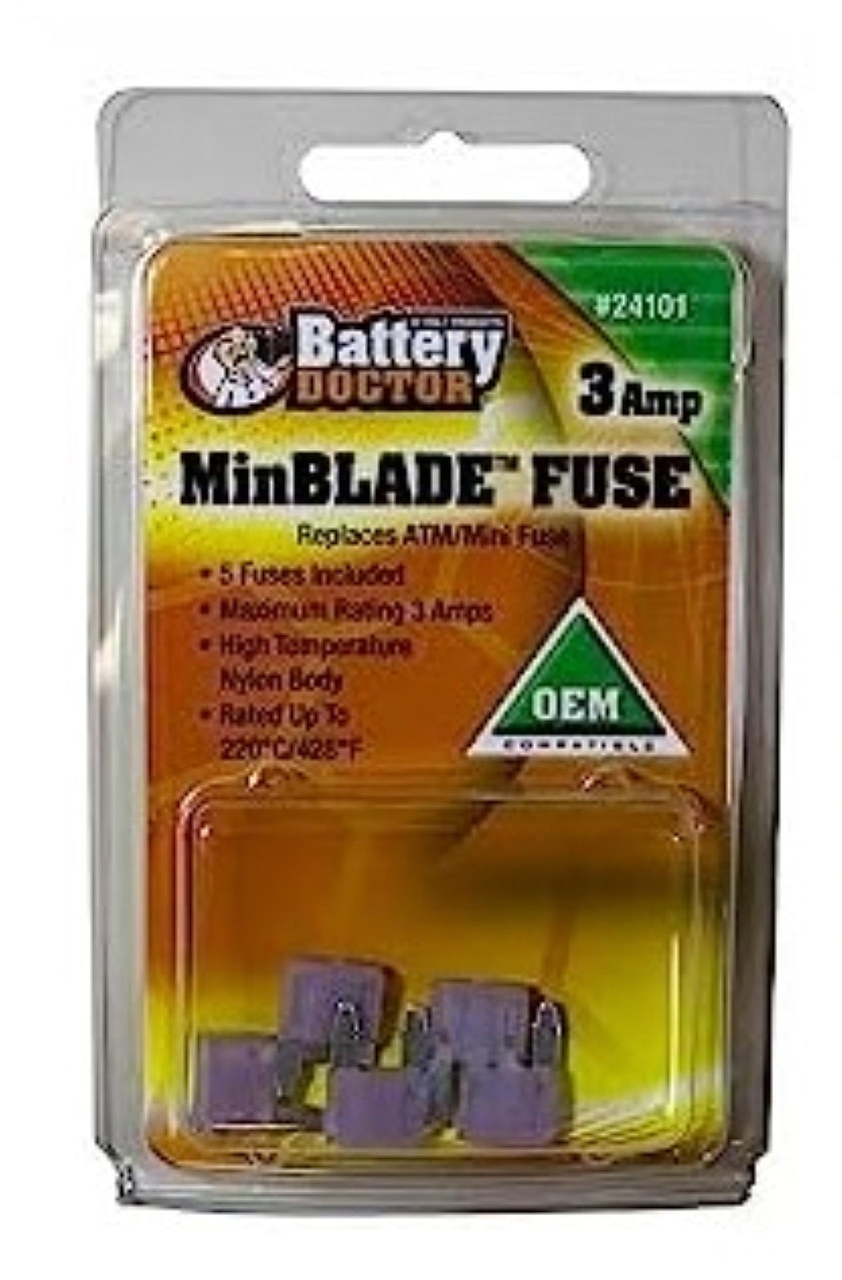 WIRTHCO 24101 WirthCo 24101 MINBLADE Fuses, Replaces ATM/Mini Fuses, 3 Amp, 5 Pack