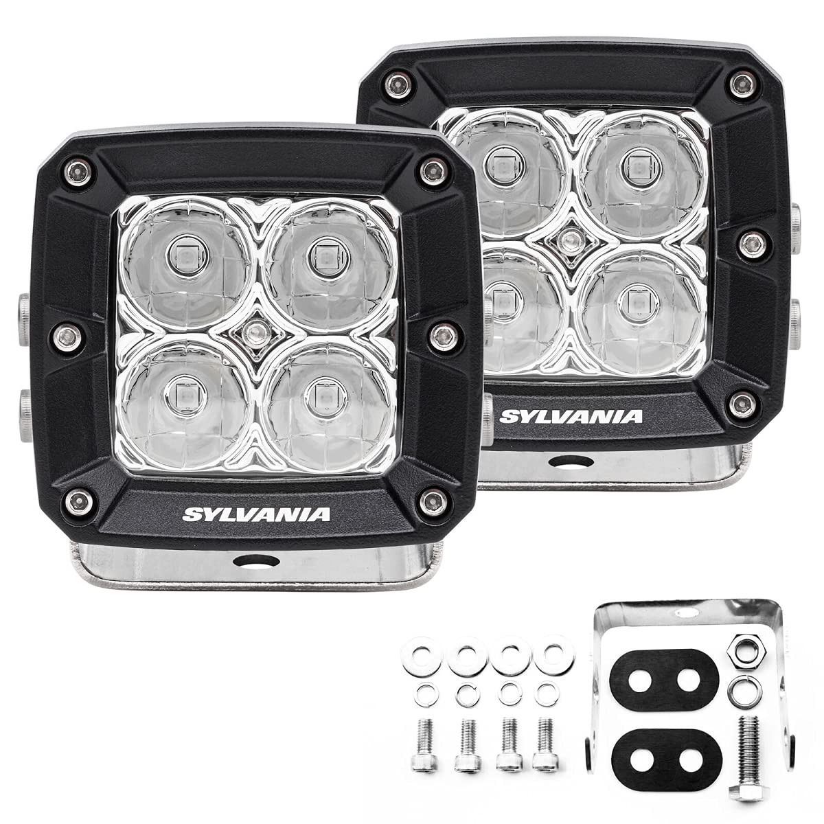 SYLVANIA ULCUBE3INSP2.BX2 Sylvania - Ultra 3 Inch Cube LED Light Pod - Lifetime Limited Warranty - Spot Light 2360 Raw Lumens,Off Road Driving Work Light, Truck, Car, Boat, ATV, UTV, SUV, 4x4 (2 PC)