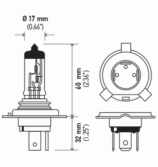 HELLA 002525651 Hella 002525651 BULB H4 12V 60/55W P43T T4.625 +50