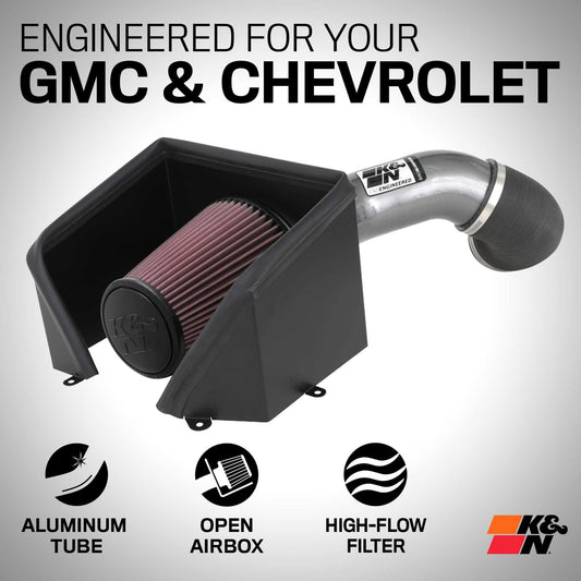 K&N FILTER 77-3103KC K&N Cold Air Intake System: High-Flow Air Filter, Increase Performance & Towing: Compatible with 2020-2026 Chevrolet/GMC: Silverado 2500 & 3500, Sierra 2500 & 3500, 77-3103KC