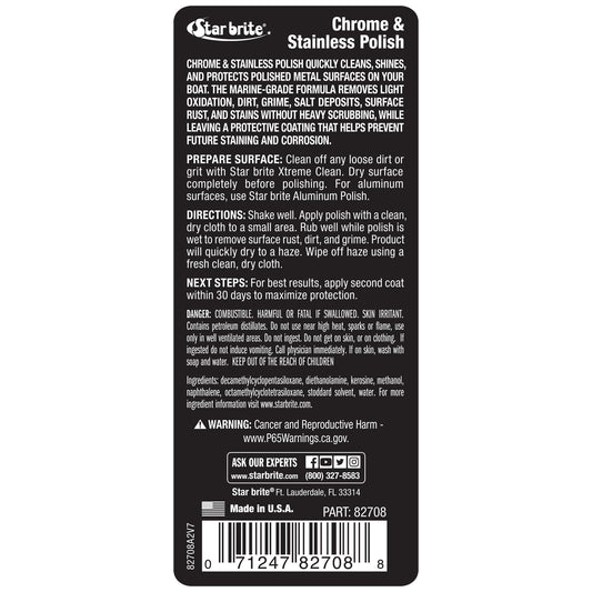 STAR BRITE 082708 STAR BRITE Chrome & Stainless Polish - Marine Grade Formula Protects Against Pitting, Salt Deposits, Staining & Rust on Chrome, Stainless Steel, Copper, Tin & Brass (082708)