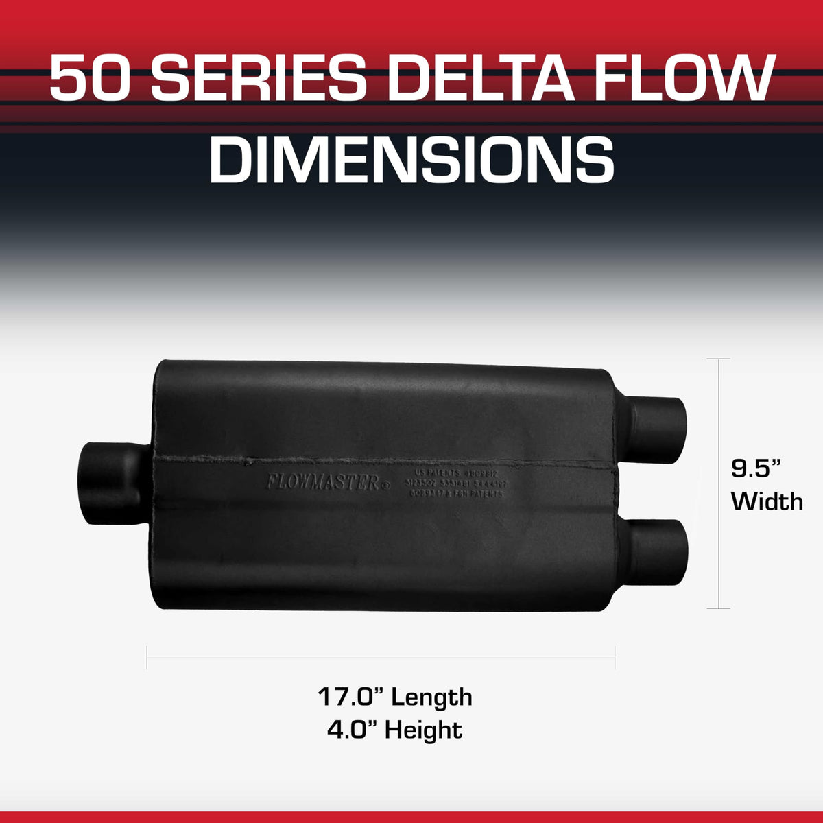 FLOWMASTER 9430502 Flowmaster 50 Series Delta Flow® Muffler – 3.00" Center In/Dual Out