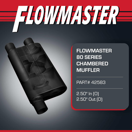 FLOWMASTER 42583 Flowmaster 80 Series Chambered Muffler – 2.50" Offset In/Dual Out