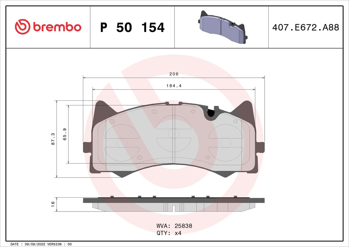 BREMBO P50154 Brembo P50154 BRAKE PAD