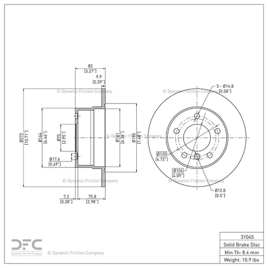 Dynamic Friction 604-31045 Rear Brake Rotor