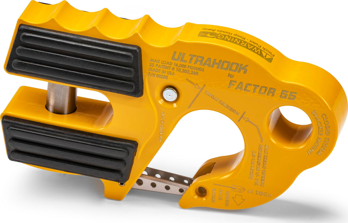 FACTOR 55 00250-03 Factor 55 Ultrahook Closed System Shackle Pin Mount, Designed for Steel Cables and Synthetic Ropes - Yellow