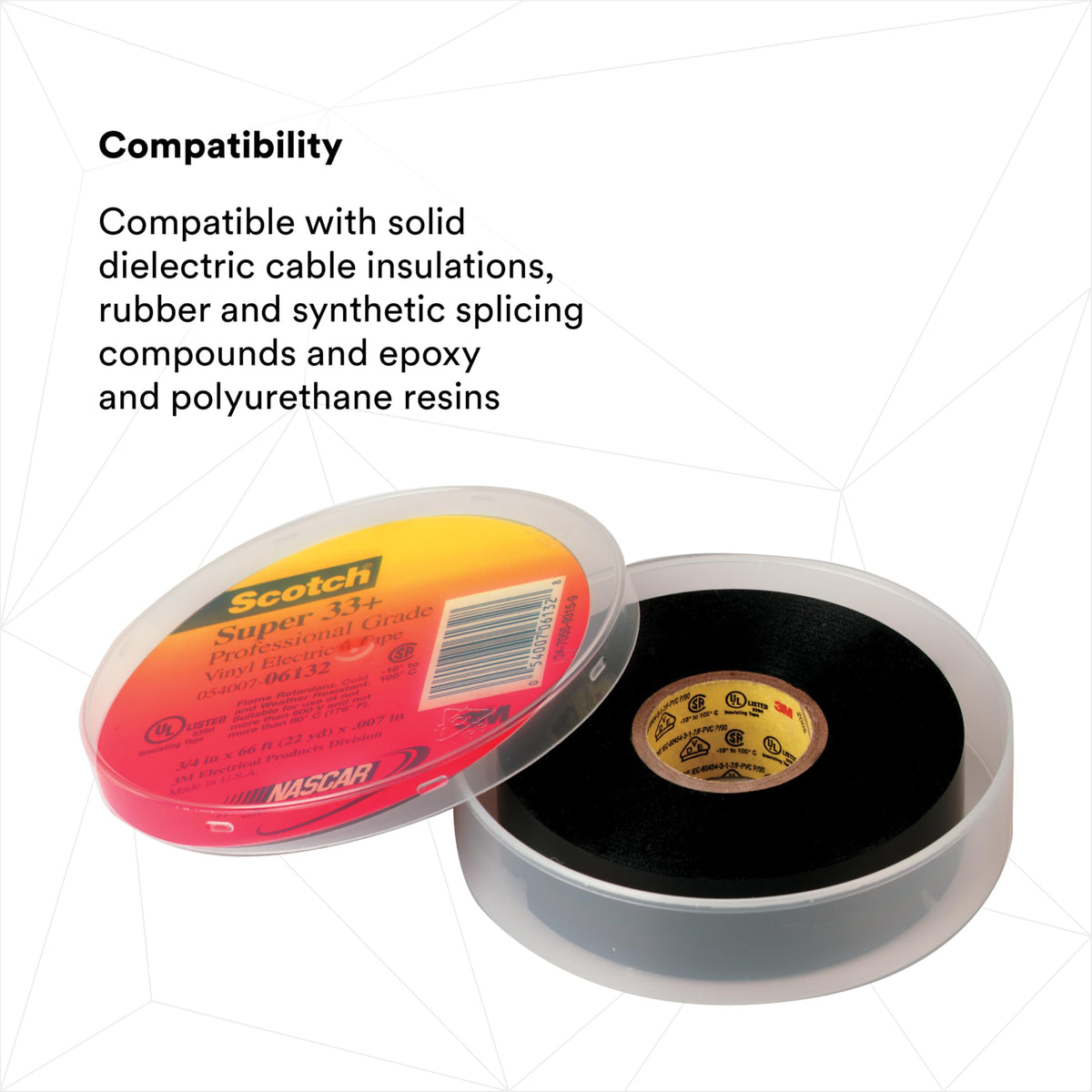 3M 06133 3M Scotch Super 33+ Electrical Tape, 3/4 in x 52 ft, 1 Roll, Black