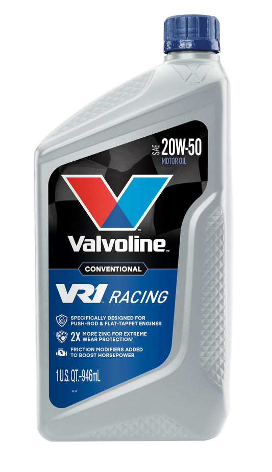 VALVOLINE 822347 Valvoline VR1 Racing SAE 20W-50 Motor Oil 1 QT, Case of 6