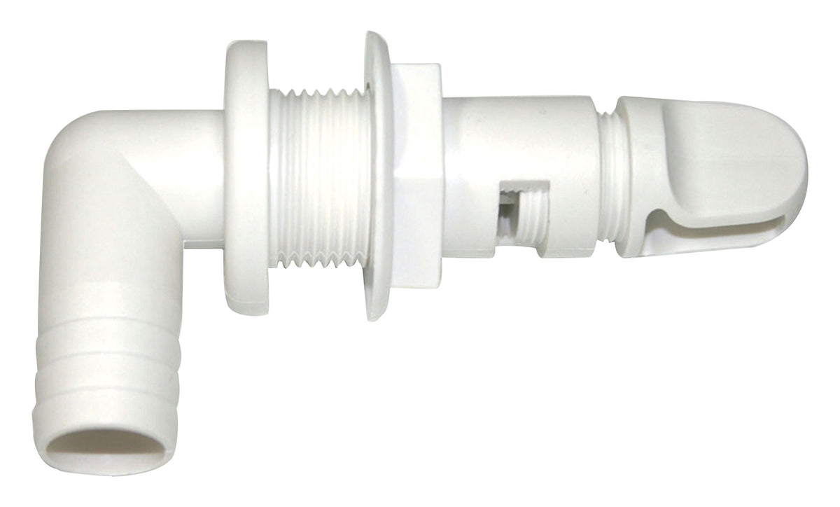 T-H MARINE AHV-92-DP T-H Marine AHV-92-DP Aerator Spray Head, 90 Degree Fixed Flange - White, 3/4" Barbed w/Shut-Off Valve