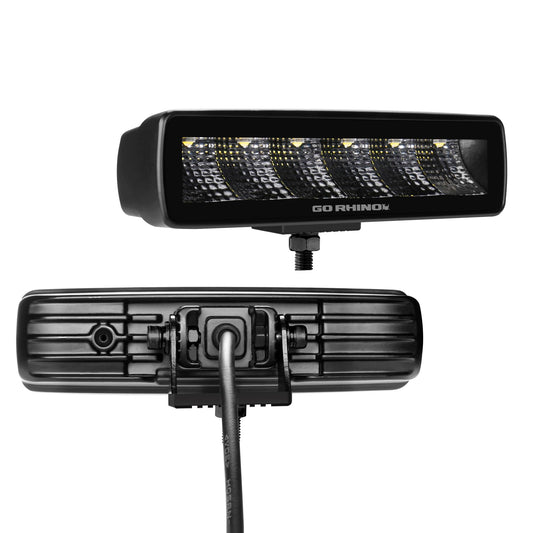 GO RHINO 750300621FBS Go Rhino Xplor Lighting: Blackout Series Sixline Flood Light Kit (Pair) | Surface Mount (Threaded Stud Mount) Aluminum, Black | 750300621FBS
