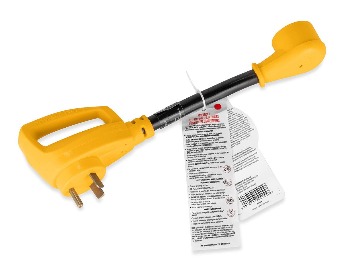 CAMCO 55155 Camco PowerGrip 12" Dogbone Electrical Adapter with Handle - 30 to 15 Amp