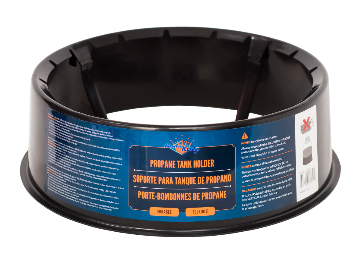 FLAME KING YSNPBS Flame King YSNPBS Propane Cylinder Base Stabilizer, Fits 20lb, 30lb, and 40lb Tanks, Black