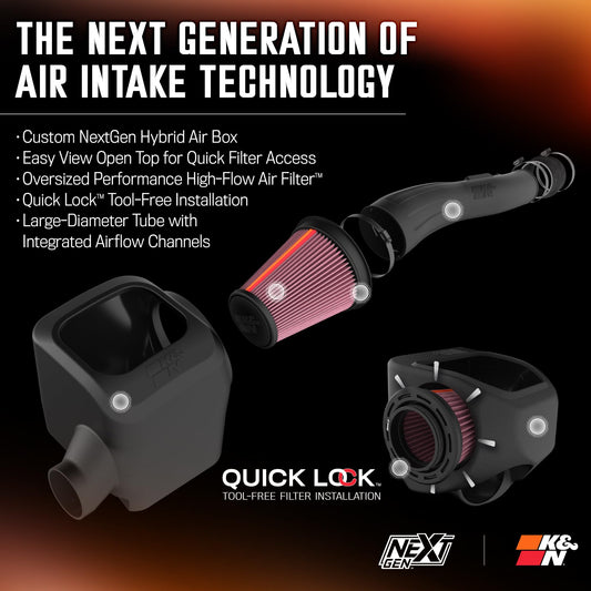 K&N FILTER 50-9039 K&N NextGen Cold Air Intake System: High-Flow Cotton Filter: Compatible with 2016-2023 TOYOTA: Tacoma 2016-2023, 50-9039