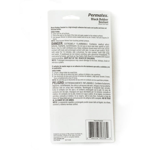 PERMATEX 80338 Permatex 80338 Black Rubber Sealant, 1.5 oz. Tube