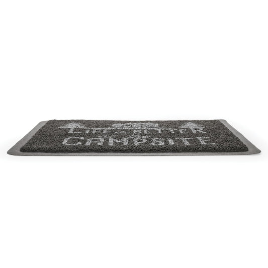 CAMCO 53200 Camco Life is Better at The Campsite Scrub Mat - 26.5" by 15" - Non-Slip Backing - Gray/White - 53200