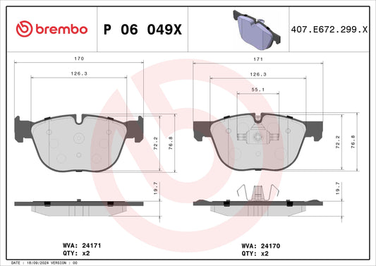 BREMBO P06049X Brembo P06049X BRAKE PAD