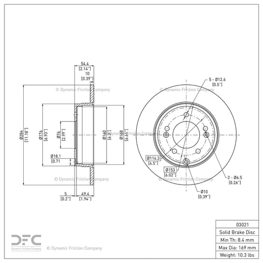 Dynamic Friction 604-03021 Rear Brake Rotor