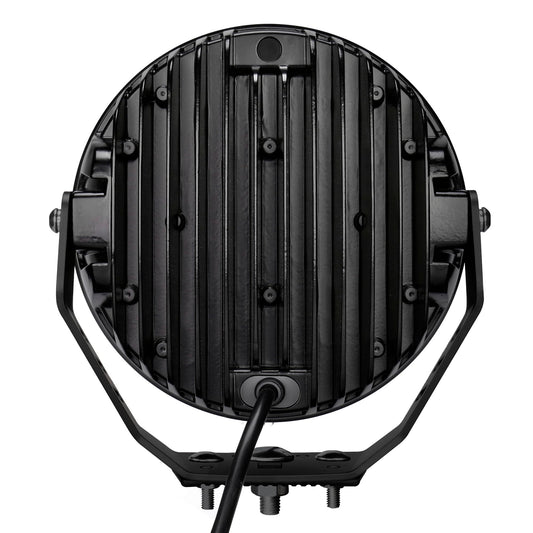 GO RHINO 751700911DRS Go Rhino Xplor Lighting: Blackout Series 9" Round Single Driving Kit w/ Daytime Running Lights | Surface Mount ( Threaded Stud Mount), Aluminum, Black | 751700911DRS