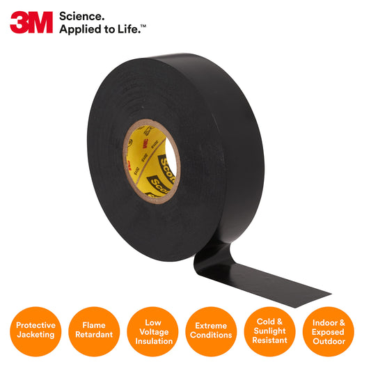 3M 06133 3M Scotch Super 33+ Electrical Tape, 3/4 in x 52 ft, 1 Roll, Black