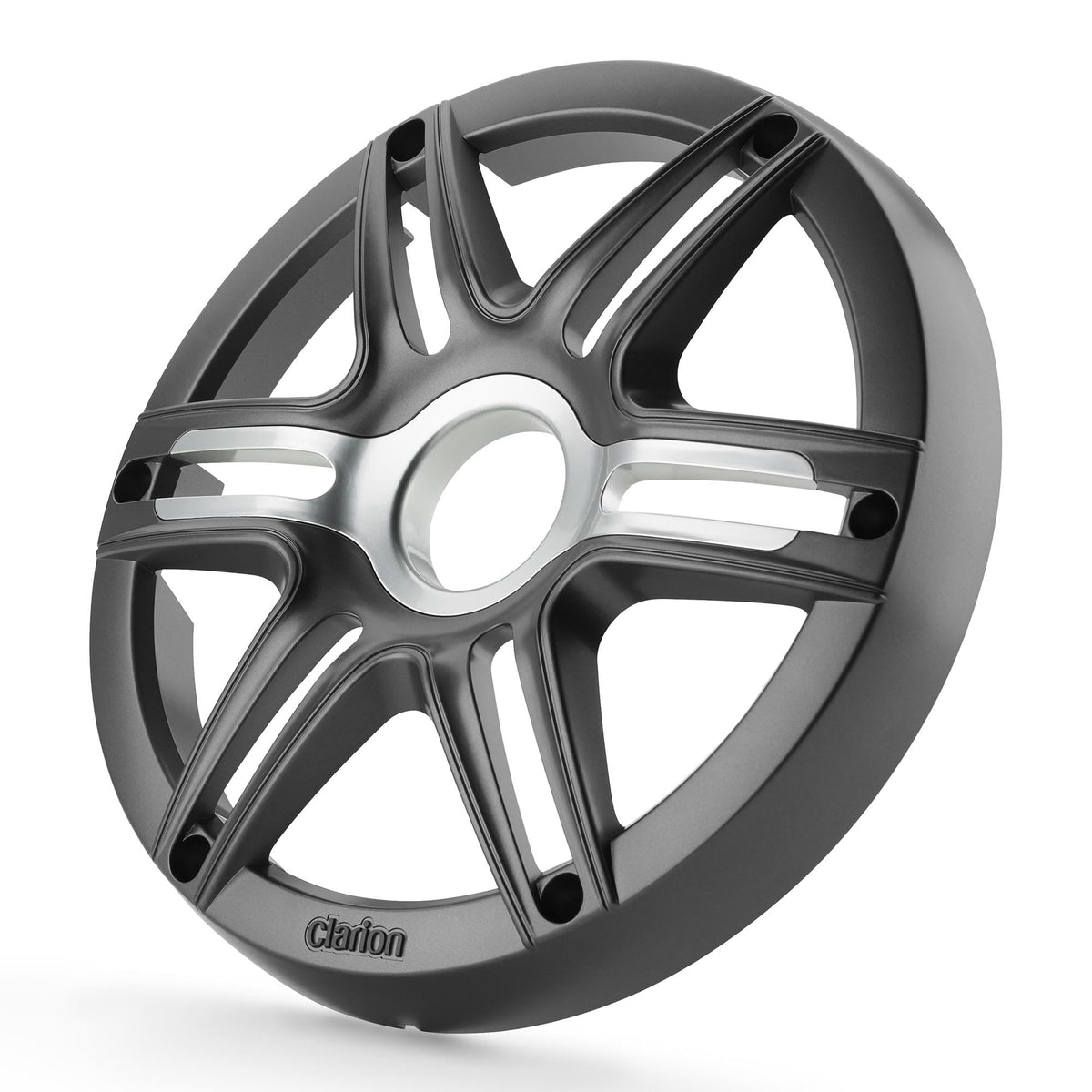 CLARION 010-13568-00 Clarion CMGP-101-SG 10-inch Premium Subwoofer Grille Sport Style, Gray Metallic, with Metallic Silver Accents