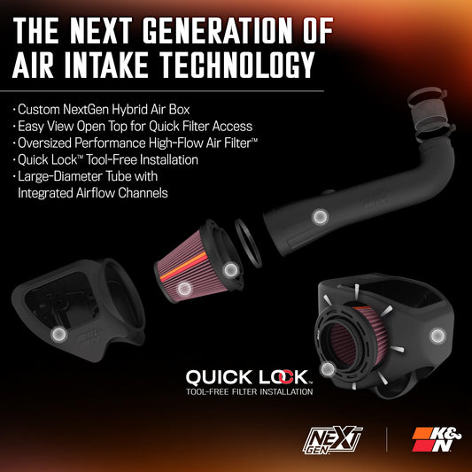 K&N FILTER 50-1566 K&N NextGen Cold Air Intake System: High-Flow Cotton Filter: Compatible with 2012-2018 JEEP: Wrangler, Wrangler JK, 50-1566