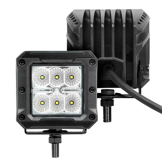 GO RHINO 751803023FCS Go Rhino Xplor Lighting: Bright Series 3x3 LED Cube Flood Light Kit (Pair) | Surface Mount (Threaded Stud Mount) Aluminum, Black | 751803023FCS