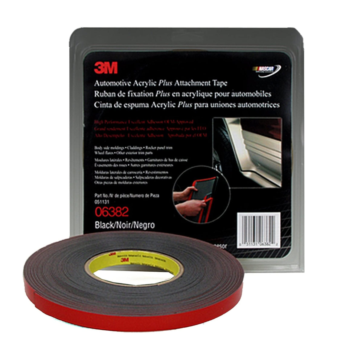 3M 06382 3M™ 6382 Automotive Acrylic Plus Attachment Tape, Black, 1/2" x 20 yds.