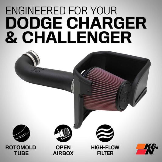 K&N FILTER 57-1542 K&N Cold Air Intake System: High-Flow Air Filter, Increase Performance & Acceleration: Compatible with 2005-2019 Crysler/Dodge: 300C, Challenger, Charger, Magnum, 57-1542