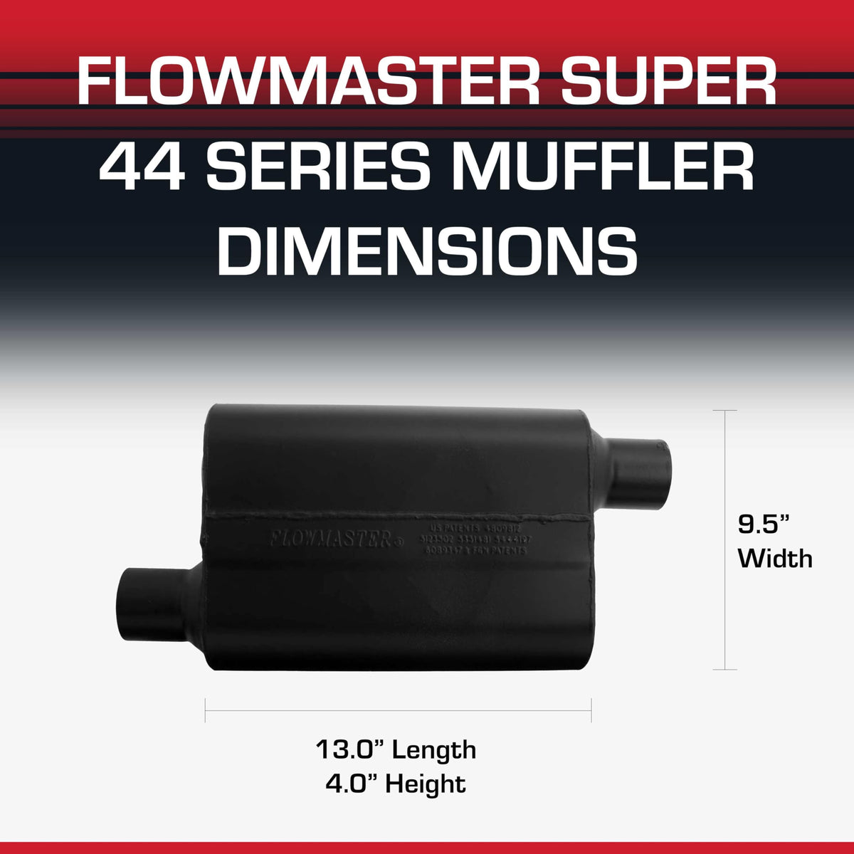FLOWMASTER 942548 Flowmaster Super 44 Series Chambered Muffler – 2.50" Offset In/Offset Out