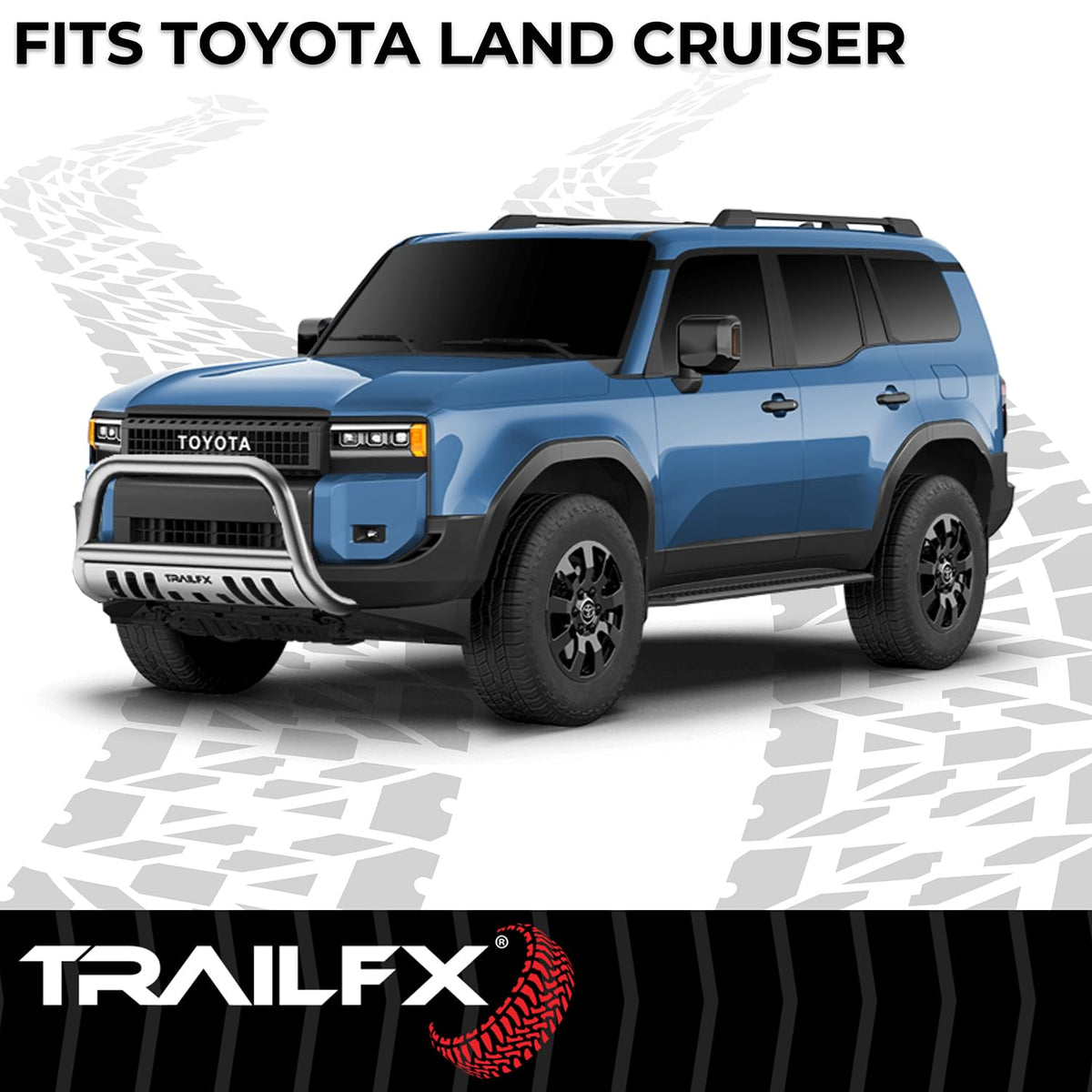 TRAILFX B0046S Trailfx Bull Bar B0046S, 3 Inch Diameter, Polished, Stainless Steel, with Skid Plate/Holes for Optional Lighting, 6-1/2 Inch Max Light/ 20 Inch Max Light Bar, Fits 2024-2025 Toyota Land Cruiser