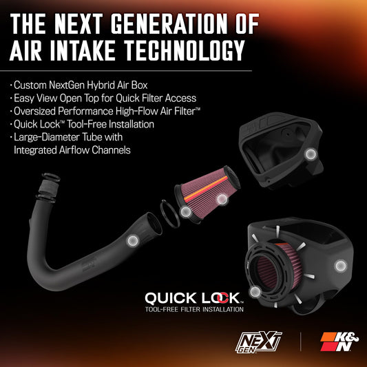 K&N FILTER 50-2544 K&N NextGen Cold Air Intake System: High-Flow Cotton Filter: Compatible with 2011-2023 Dodge/Chrysler: Challenger, Charger, 300, 300C, 50-2544