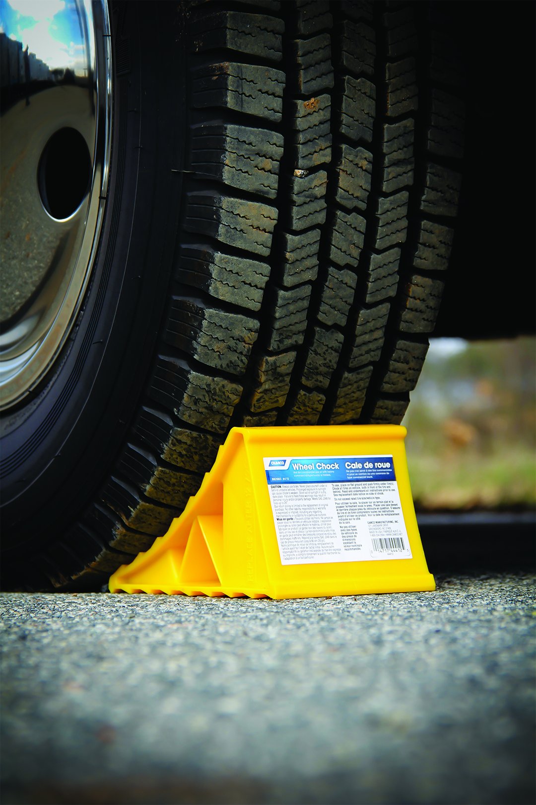 CAMCO 44432 Camco 44432 Wheel Chock Without Rope, Helps Keep Your Trailer or RV in Place (Pack of 1), Yellow