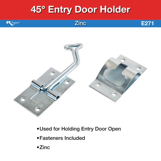 RV DESIGNER E271 RV Designer E271-45° 3" RV Entry Door Holder, Zinc
