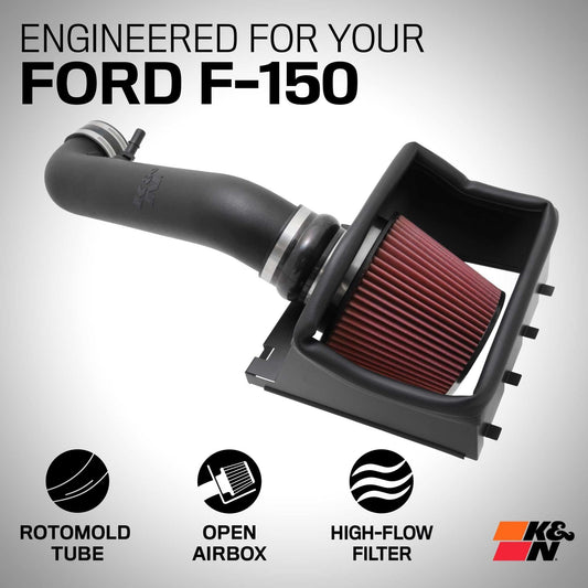 K&N FILTER 57-2581 K&N Cold Air Intake System: High-Flow Air Filter, Increase Performance & Towing: Compatible with 2011-2014 FORD F150, 57-2581