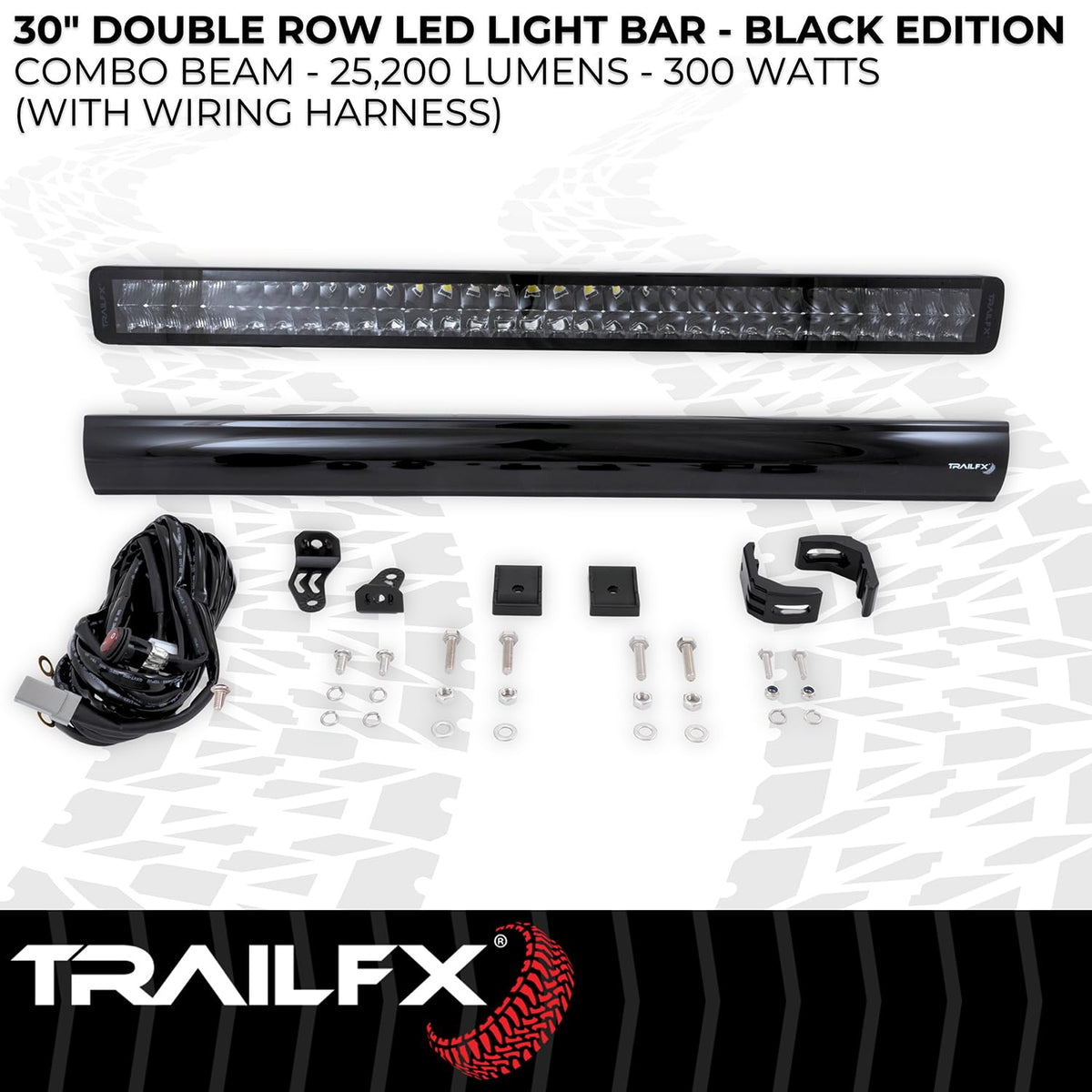 TRAILFX 30DRBKCM TrailFX 30DRBKCM Light Bar 30 Inch Dual Row LED 300W Combo Spot and Flood Light 25200 Raw Lumens Black Aluminum Housing IP67 with Brackets and Installation Hardware