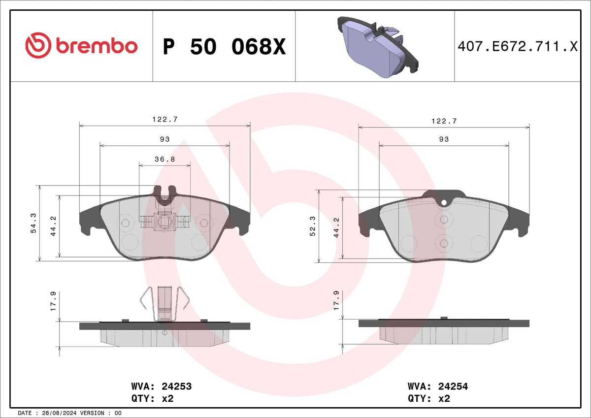 BREMBO P50068X Brembo P50068X BRAKE PAD