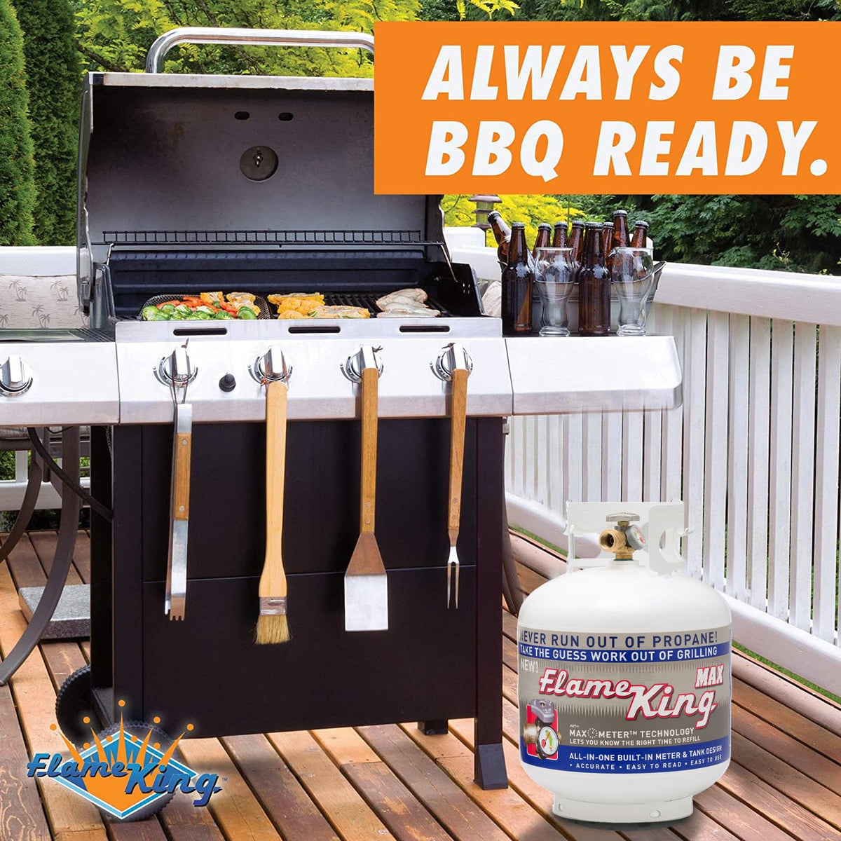 FLAME KING YSN230 Flame King YSN230 20LB Steel Propane Tank Cylinder With Overflow Protection Device Valve and Built-in Gauge, Great For Grills And BBQs