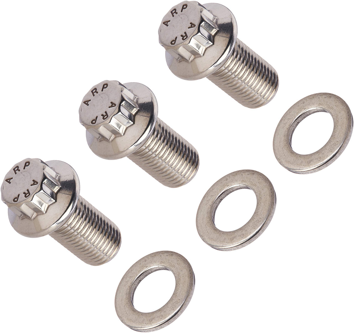 ARP 430-6801 ARP 430-6801 Crankshaft Pulley Bolt Kit, High Performance, 3/8-24 in Thread, 0.750 in Long, 3/8 in 12 Point Head, Stainless, Polished, Compatible with Chevy V8, Set of 3