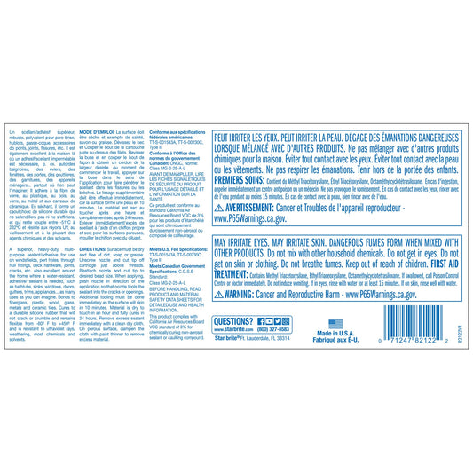 STAR BRITE 082122 STAR BRITE Marine Silicone Sealant - Clear 10.1 Oz - Waterproof, Durable, UV Resistant, for Fiberglass, Metal, Wood, Glass, Ceramic & More (082122)