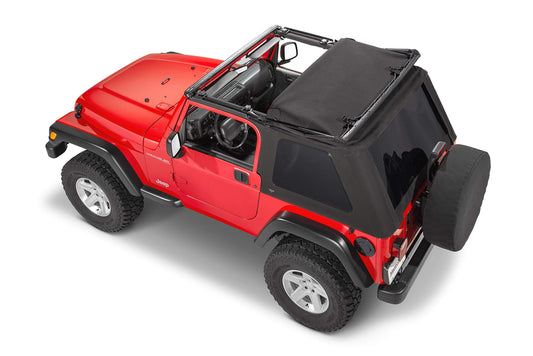MASTERTOP 15501224 MasterTop SkyMaster Complete Fastback Soft Top in Black Twill|Works or is compatible with 1997-2006 Jeep TJ Wrangler|Includes all hardware and Fabric for a complete install|15501324