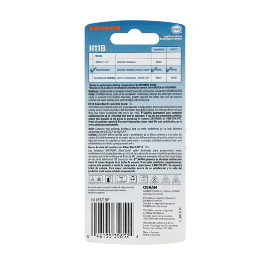 SYLVANIA H11BST.BP SYLVANIA H11B SilverStar Halogen Headlight Bulb, High or Low Beam, 1 Bulb