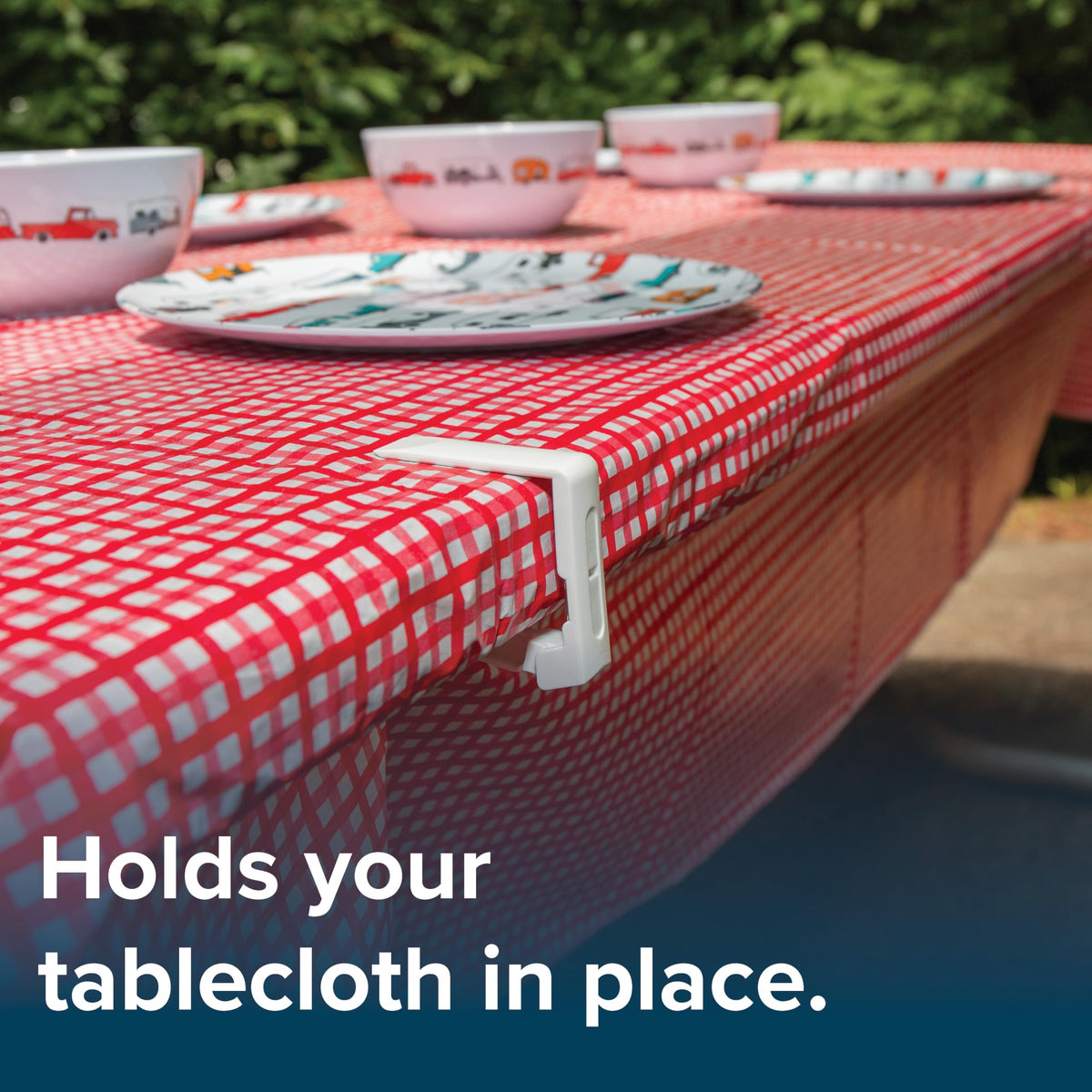CAMCO 51077 Camco Deluxe Tablecloth Clamps | Features a Spring-Loaded Design for a Strong Hold, a Heavy-Duty Plastic Construction, and Fits Tables Up to 1-1/2-Inches Thick | 4-Pack (51077)
